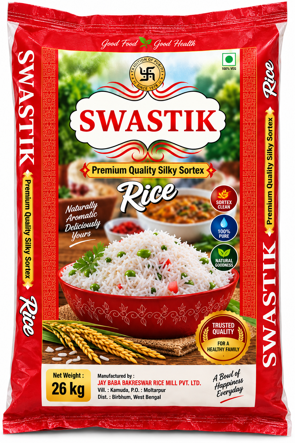 মাখন ৰঙী স্বস্তীকাা চাউল /Creamy White Swastik Rice